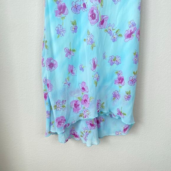 Vintage Y2K Light Blue Floral Cowl Neck Midi Dress Party Size XS Flirty Teeze Me - Picture 4 of 6